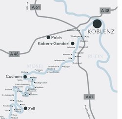 Kartenausschnitt: Terrassenmosel Die Terrassenmosel von Pünderich bis zur Mündung der Mosel in den Rhein.