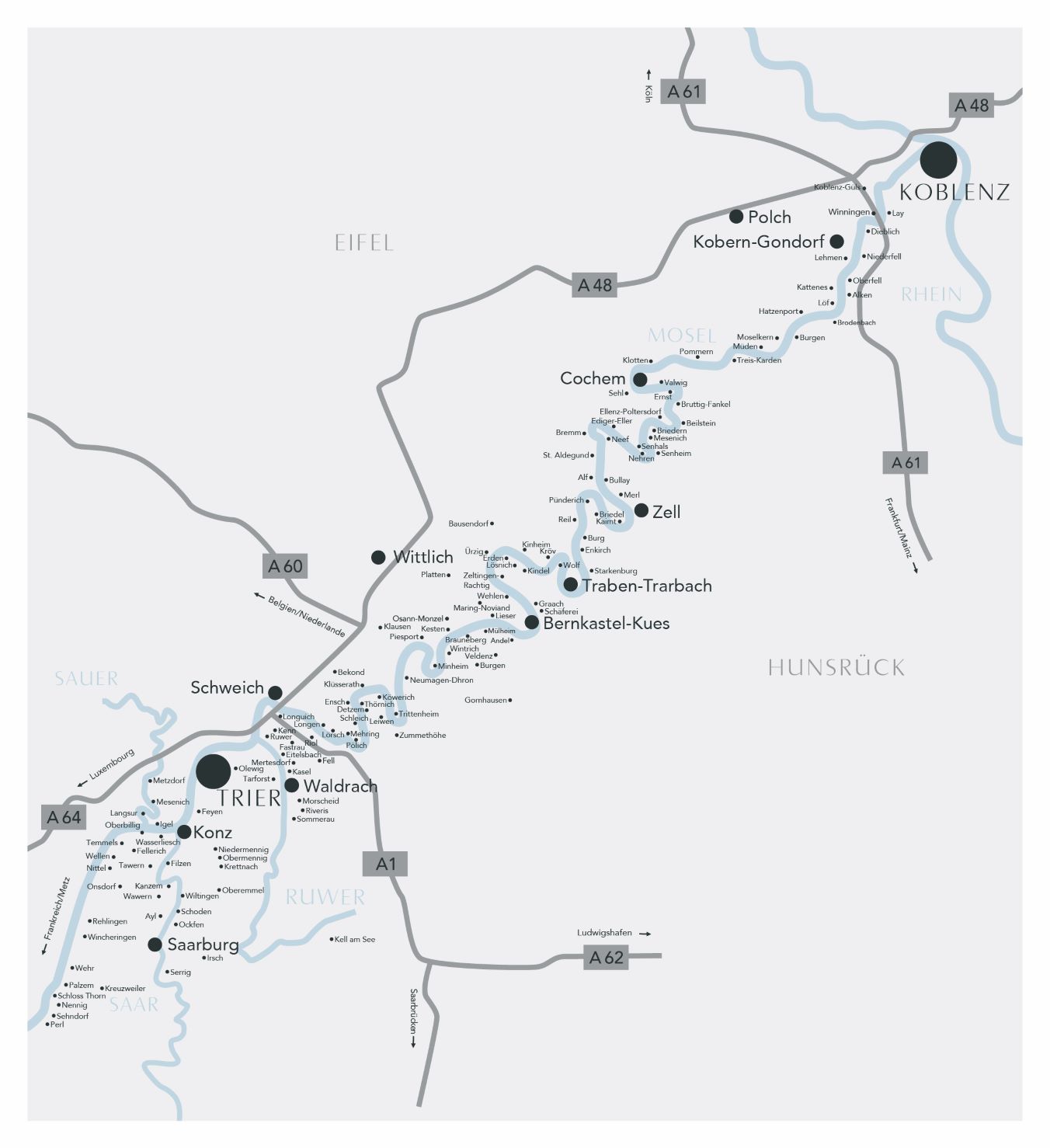 Das Weinanbaugebiet Mosel Die Mosel mäandert auf 250 Kilometern durch Kalkböden des Pariser Beckens und das Rheinische Schiefergebirge.