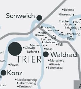 Kartenausschnitt: Trier und das Ruwertal Trier und das Ruwertal